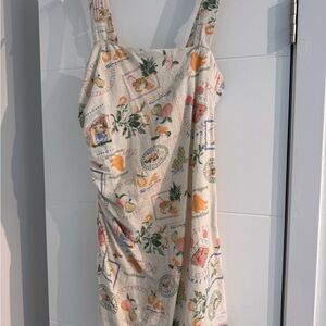Abercrombie & Fitch Cream Mini Dress with Colorful Print- Medium